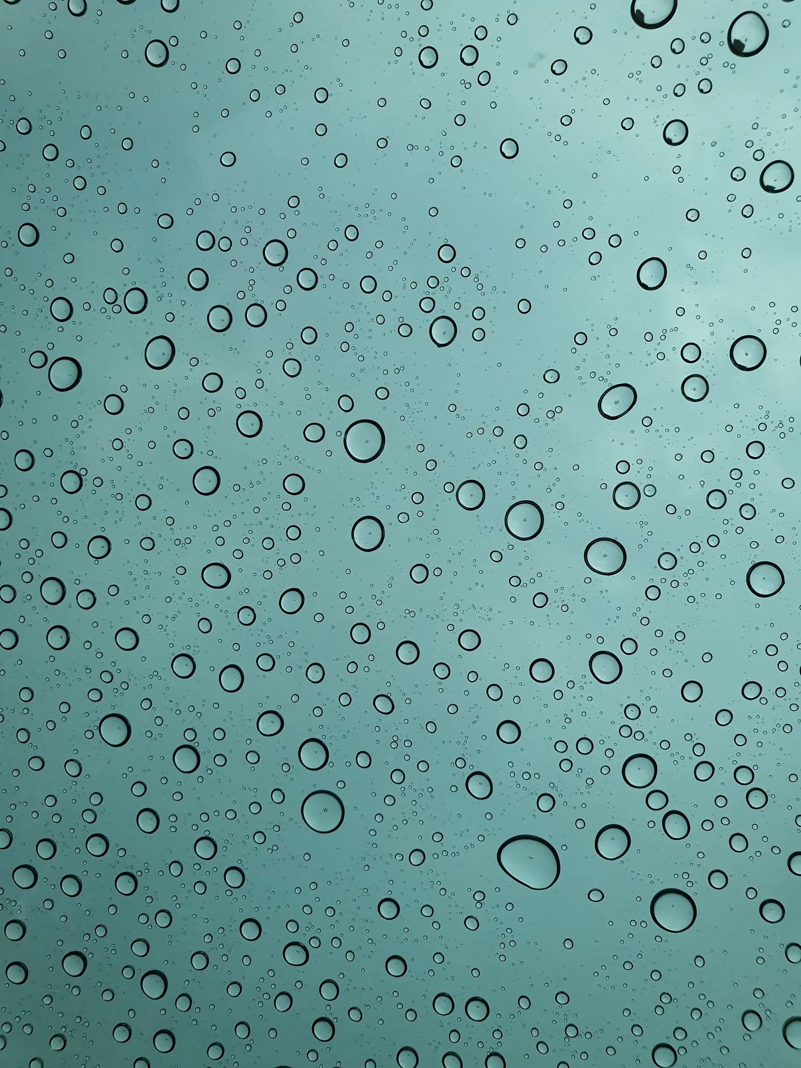 Water droplets beaded on a wet surface