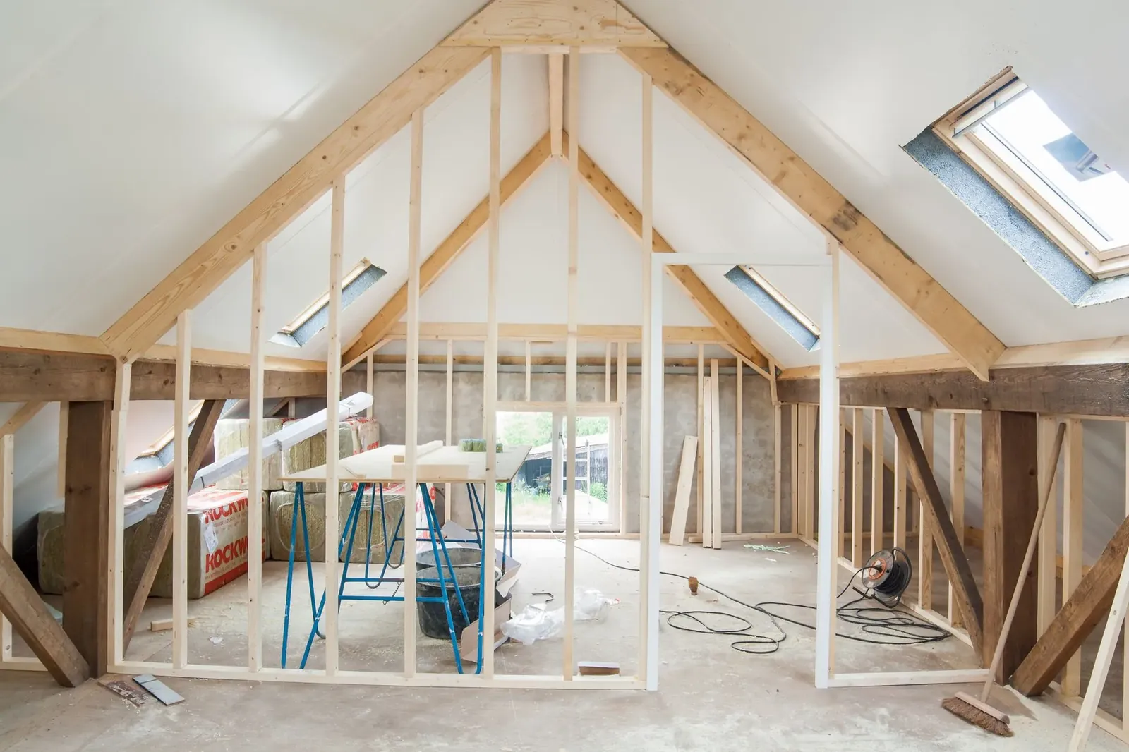 Attic water damage inspection in a Texas home